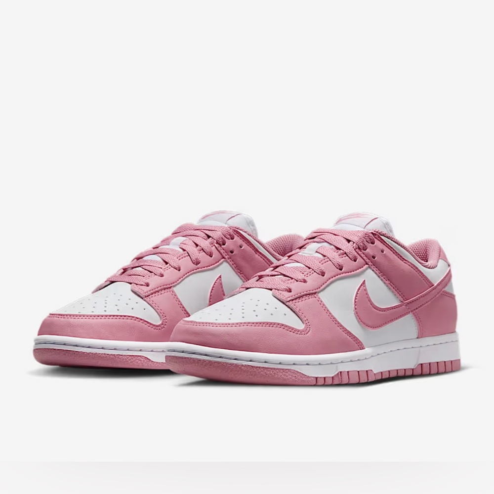 Nike Pink and White Dunk Low Sneakers